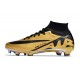 Nike Air Zoom Mercurial Superfly 9 Elite FG High Top Football Boots Gold Black For Men/Women