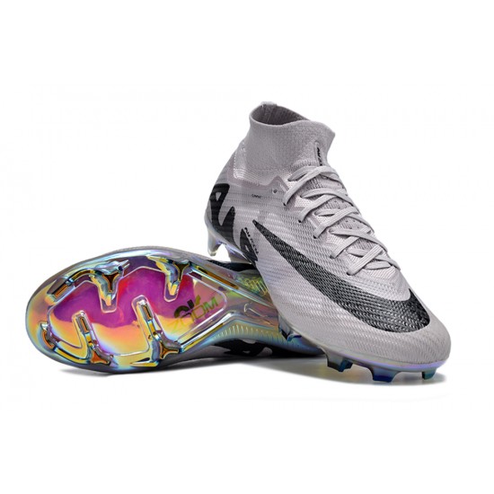 Nike Air Zoom Mercurial Superfly 9 Elite FG High Top Football Boots Grey Black For Men/Women