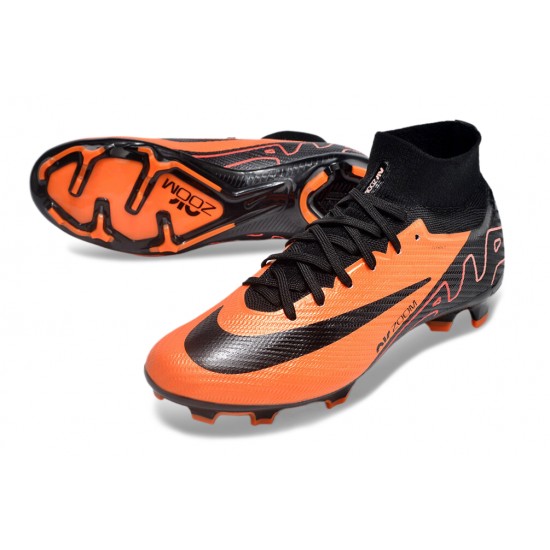 Nike Air Zoom Mercurial Superfly 9 Elite FG High Top Football Boots Orange Black For Men/Women