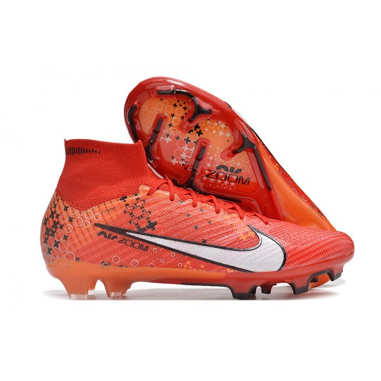 Nike Air Zoom Mercurial Superfly 9 Elite FG High Top Football Boots Red White For Men/Women