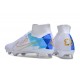 Nike Air Zoom Mercurial Superfly 9 Elite FG High Top Football Boots White Blue For Men/Women