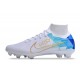 Nike Air Zoom Mercurial Superfly 9 Elite FG High Top Football Boots White Blue For Men/Women