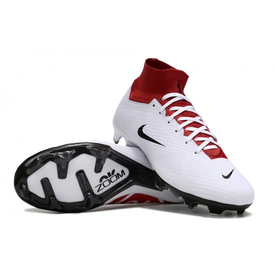 Nike Air Zoom Mercurial Superfly 9 Elite FG High Top Football Boots White Red Black For Men/Women