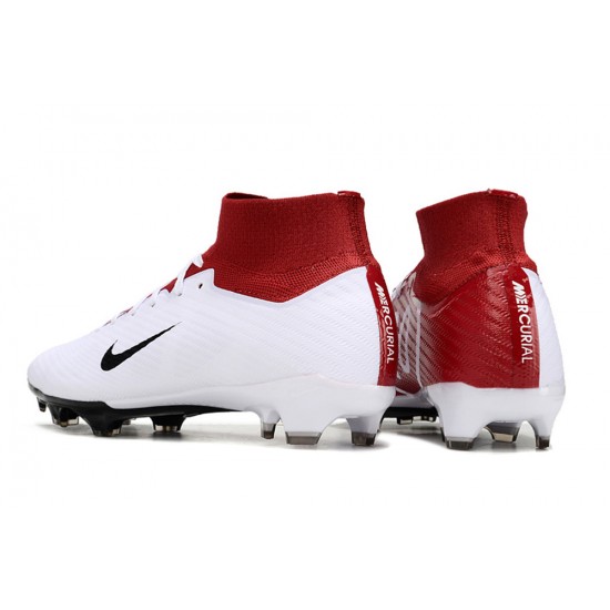 Nike Air Zoom Mercurial Superfly 9 Elite FG High Top Football Boots White Red Black For Men/Women