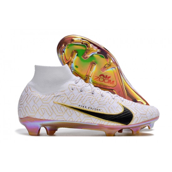 Nike Air Zoom Mercurial Superfly 9 Elite FG High Top Football Boots White Yellow For Men/Women