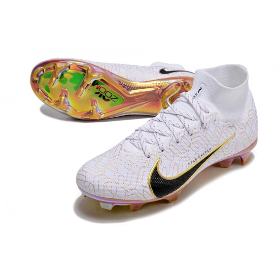 Nike Air Zoom Mercurial Superfly 9 Elite FG High Top Football Boots White Yellow For Men/Women