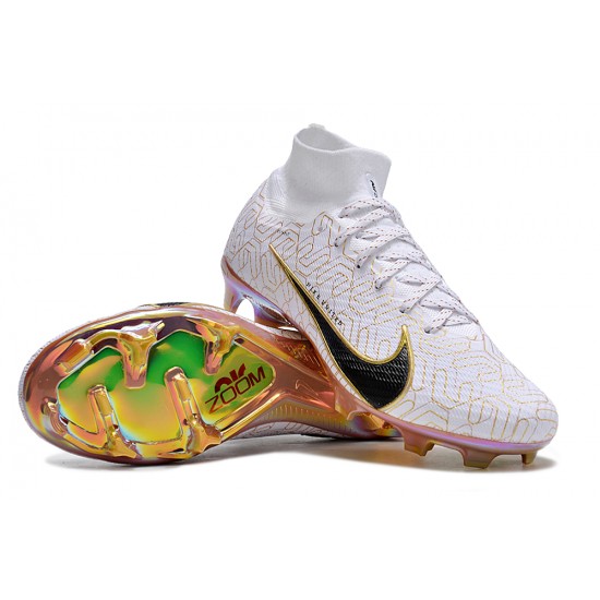 Nike Air Zoom Mercurial Superfly 9 Elite FG High Top Football Boots White Yellow For Men/Women