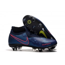 Nike Phantom VSN Elite DF SG-Pro Anti Clog High Deep Blue Black Red Football Boots