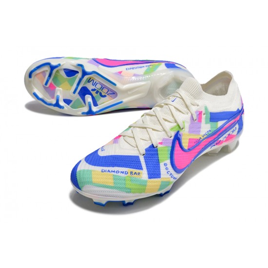 Nike Air Zoom Mercurial Vapor 15 Elite FG Low Football Boots Blue Pink White For Men/Women