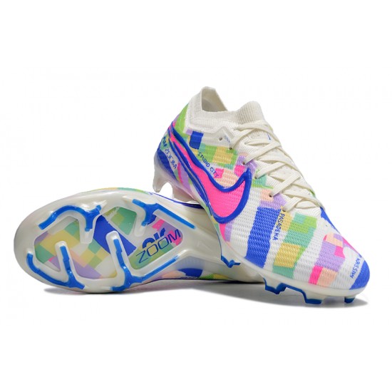 Nike Air Zoom Mercurial Vapor 15 Elite FG Low Football Boots Blue Pink White For Men/Women