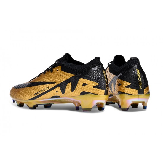 Nike Air Zoom Mercurial Vapor 15 Elite FG Low Football Boots Gold Black For Men/Women