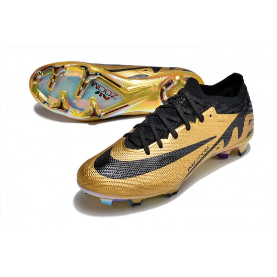 Nike Air Zoom Mercurial Vapor 15 Elite FG Low Football Boots Gold Black For Men/Women