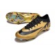 Nike Air Zoom Mercurial Vapor 15 Elite FG Low Football Boots Gold Black For Men/Women