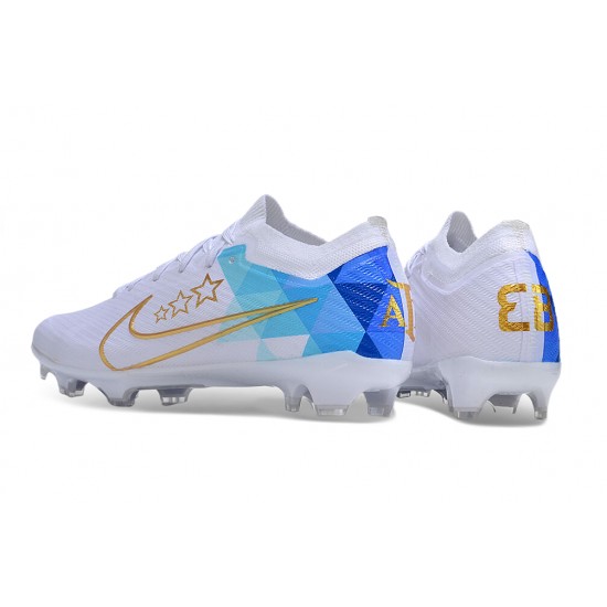 Nike Air Zoom Mercurial Vapor 15 Elite FG Low Football Boots White Gold Blue For Men/Women