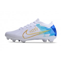 Nike Air Zoom Mercurial Vapor 15 Elite FG Low Football Boots White Gold Blue For Men/Women