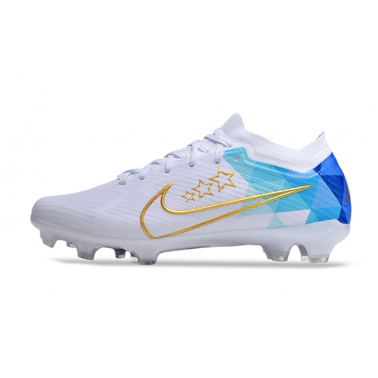 Nike Air Zoom Mercurial Vapor 15 Elite FG Low Football Boots White Gold Blue For Men/Women