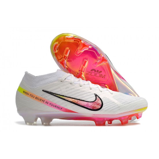 Nike Air Zoom Mercurial Vapor 15 Elite FG Low Football Boots White Peach For Men/Women