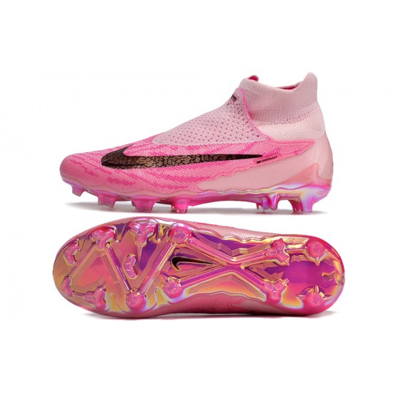 Women/Men Nike Phantom GX Elite FG High top Pink Football Boots