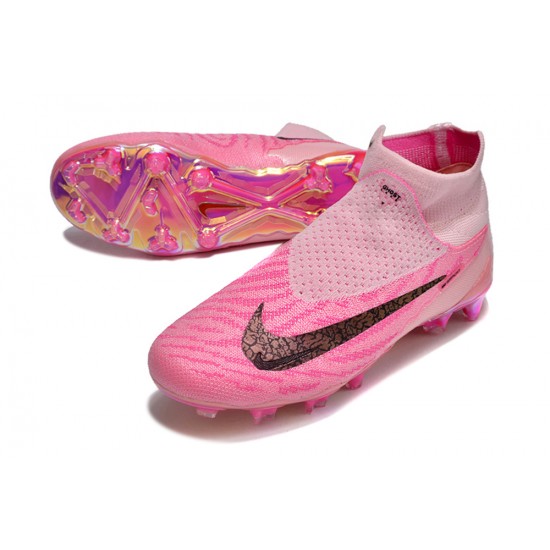 Women/Men Nike Phantom GX Elite FG High top Pink Football Boots