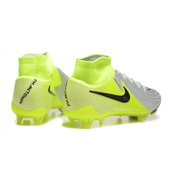 Nike Phantom Luna Elite FG High top Chartreuse Grey Football Boots