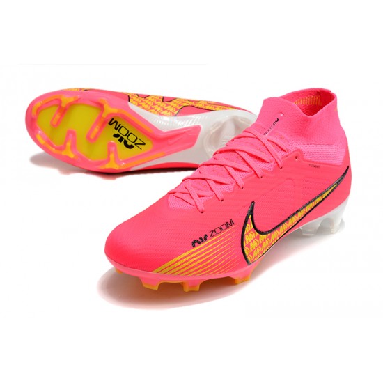 Nike Air Zoom Mercurial Superfly IX Elite High FG Pink Gold Black Football Boots 