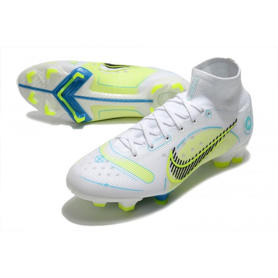 Nike Mercurial Superfly 8 Elite High FG Yellow Green White Football Boots 