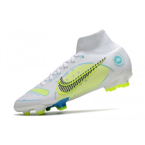 Nike Mercurial Superfly 8 Elite High FG Yellow Green White Football Boots 