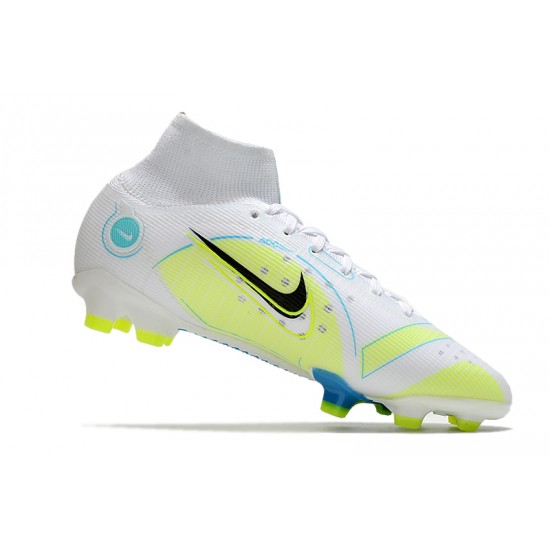 Nike Mercurial Superfly 8 Elite High FG Yellow Green White Football Boots 