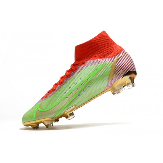 Nike Superfly 8 Elite FG Green Red Gold Football Boots 