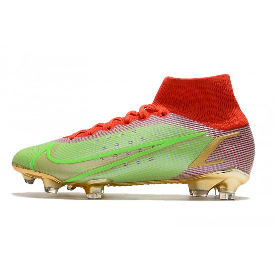 Nike Superfly 8 Elite FG Green Red Gold Football Boots 