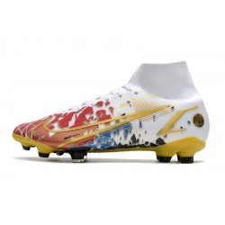 Nike Superfly 8 Elite FG White Black Yellow Red Football Boots 