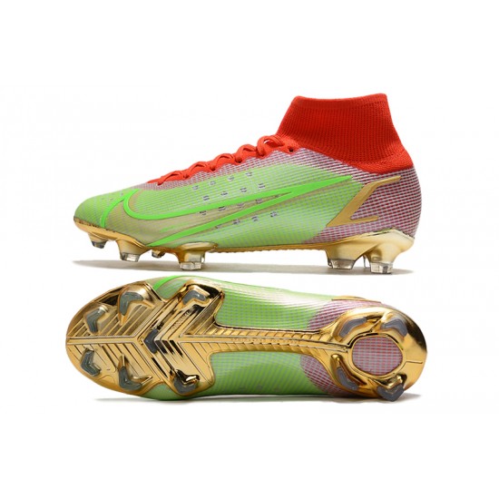 Nike Superfly 8 Elite FG Green Red Gold Football Boots 