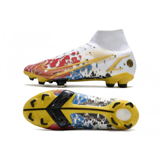 Nike Superfly 8 Elite FG White Black Yellow Red Football Boots 