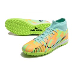 Nike Air Zoom Mercurial Superfly IX Academy TF High Turqoise Khaki Green Women/Men Football Boots