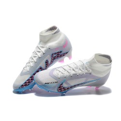 Nike Air Zoom Mercurial Superfly Ix Elite FG White Blue Pink Red Men High Football Cleats