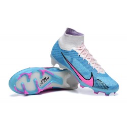 Nike Air Zoom Mercurial Superfly Ix Elite FG White Pink Blue Men High Football Cleats