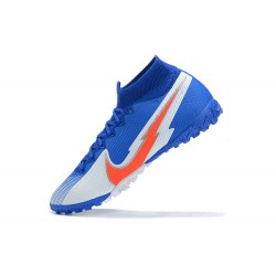 Nike Mercurial Superfly 7 Elite TF Blue Orange White High Men Football Boots