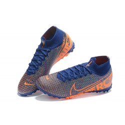 Nike Mercurial Superfly 7 Elite TF Orange Blue Mixtz High Men Football Boots