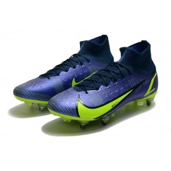 Nike Mercurial Vapor XIV Elite SG PRO Anti Clog High Deep Blue Yellow Men Football Boots