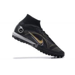 Nike Superfly 8 Academy TF Black Gold Gray High Men Football Boots