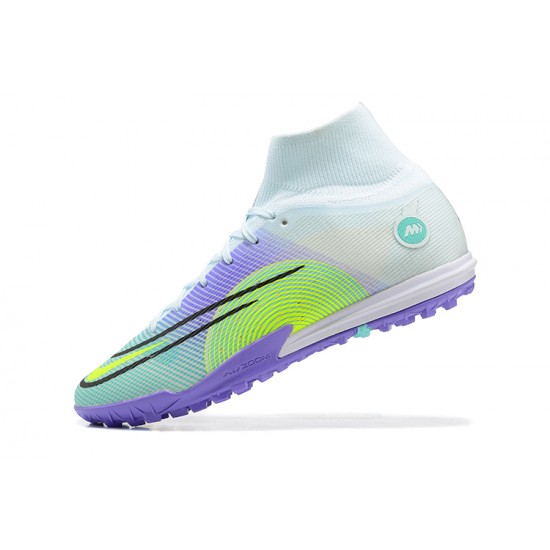 Nike Superfly 8 Academy TF LightPurple Green Yellow White High Men Football Boots