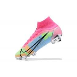 Nike Superfly 8 Elite FG Pink Green Blue Black High Men Football Boots