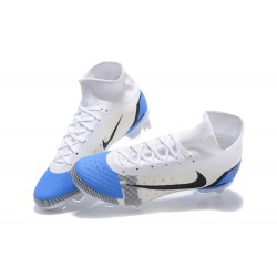 Nike Superfly 8 Elite FG White Blue Black High Men Football Boots