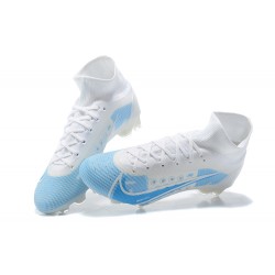 Nike Superfly 8 Elite FG White Blue High Men Football Boots