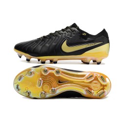 Nike Tiempo Legend 10 Elite FG Black Yellow Men's Football Boots