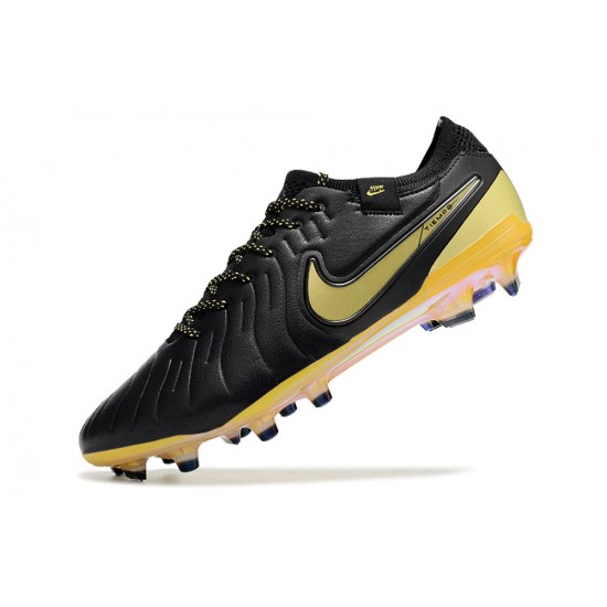 Nike Tiempo Legend 10 Elite FG Black Yellow Men's Football Boots