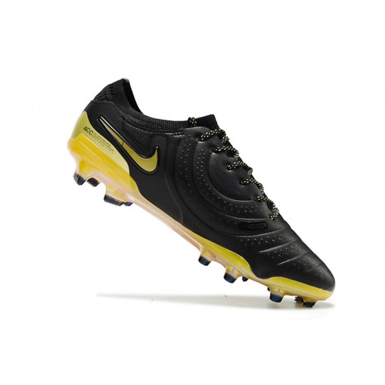 Nike Tiempo Legend 10 Elite FG Black Yellow Men's Football Boots