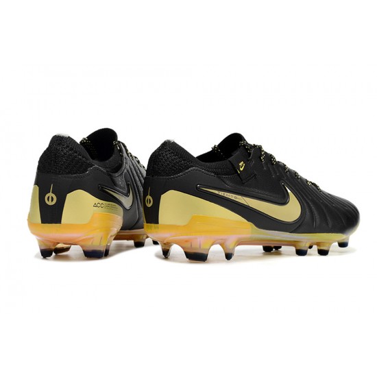 Nike Tiempo Legend 10 Elite FG Black Yellow Men's Football Boots