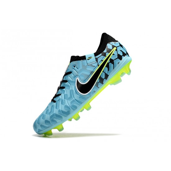 Nike Tiempo Legend 10 Elite FG Low Football Boots Blue Black Green For Men