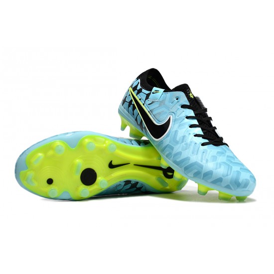 Nike Tiempo Legend 10 Elite FG Low Football Boots Blue Black Green For Men